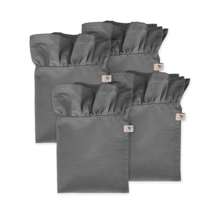 Walra Servet Set Lovely Linen Ruffles 4-delig - Antraciet